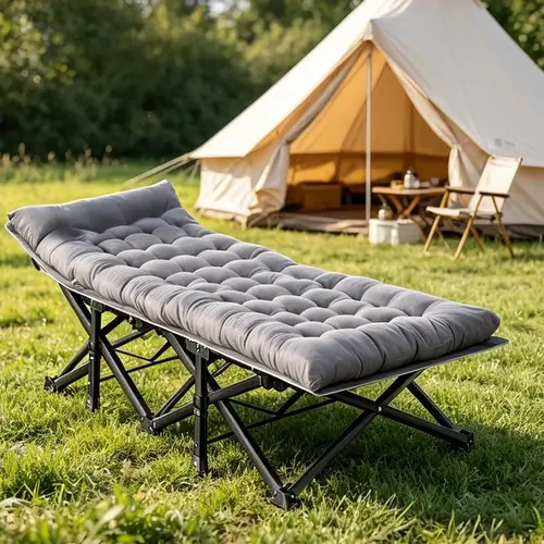 Heavy Duty Folding Camping Cot with Extra Thick Padded Mattress, Portable Foldable Sleeping Bed for Adults, Multi-Purpose Nap Bed for Office, Outdoor Camping, Travel, Beach, Stable Metal Frame Fold Up Bed with Storage Bag. TikTokShopBackToSchool