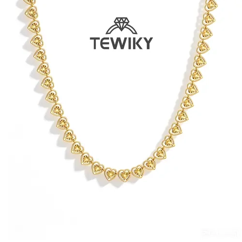 TEWIKY Gold-Plated 6mm Laser-Cut Hollow Heart Necklace, Women's Fashion Jewelry Accessory, Unique Hollow Heart Design, Suitable for Wearing on Various Occasions