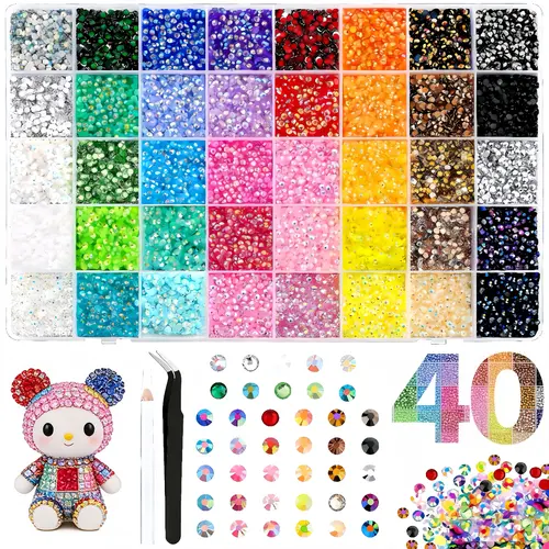 42000Pcs 40-Color 3mm Jelly Flatback Rhinestones Bedazzling Kit - Nail Art Decoration Accessory for DIY Crafts, Graduation Gift for Class of 2026 - Summer Wins, Mid-Year Sale Deals