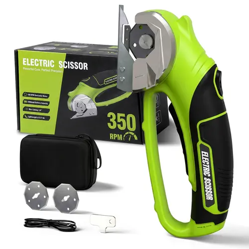 WELLMALL Upgraded 4V Brushless Motor Cordless Electric Scissors, Tools and Gadgets Work Tools for DIY Projects & Cardboard Cuts, 3 Blades, Case, USB Charging, 1/4" Max Cut Rotary Cutter, Lightweight Arthritis-Friendly, 0.9 Lbs