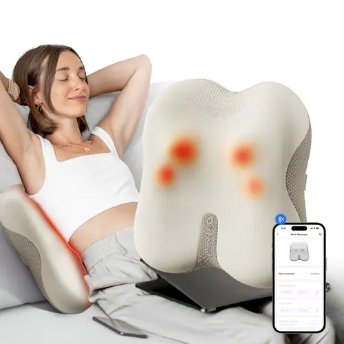 Arboleaf Cordless Back Massager with Heat, Bluetooth App Control Shiatsu Neck & Back Massage Pillow for Pain Relief, Deep Kneading for Home, Car & Travel, Gifts for Mom Dad