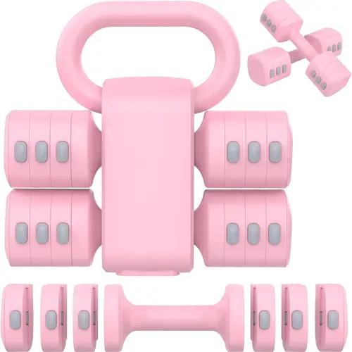 Unisex 2-in-1 Adjustable Dumbbell Sets - 4 Levels Weights, Kettlebell Mode, 0.55lb Adjustable Dumbbell Handle Weight Lifting, Home Workout Equipment for Full Body Strength Training