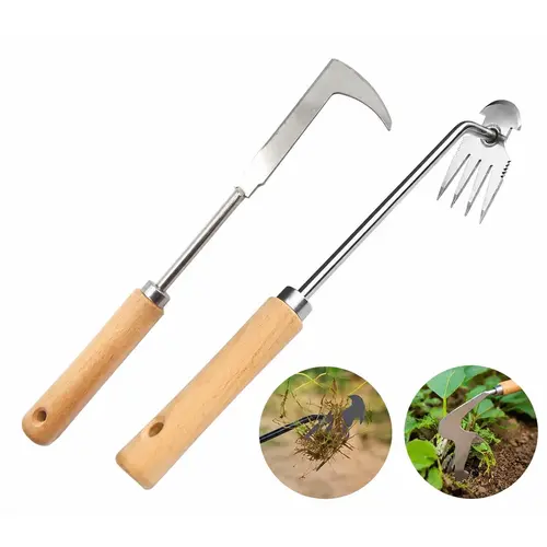 1 set Crack Weeder, Crevice Weeding Manual Stainless Steel Gardening Tool | L-shaped blade, razor-sharp hardened, rust-resistant, comfortable handle, 13in, for sidewalk cracks, driveway gaps, edging