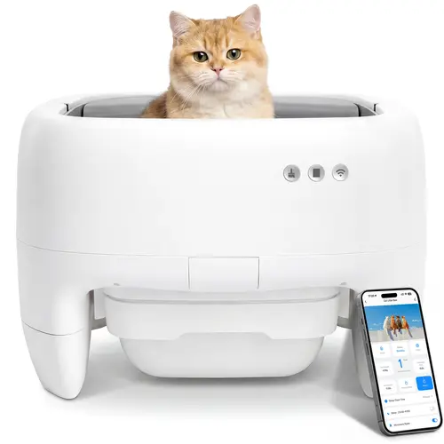 Warcat Open Top Self Cleaning Cat Litter Box, Smart App Control with Safety Sensors, Automatic for Multi-Cat Households, Large Capacity Odor Control  #tiktokshopsummersale #summersale