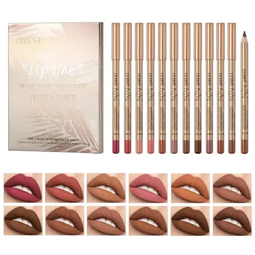 12PCS Matte Lip Liner Set, Long-Lasting Smudge-Proof Lip Liner Pencils for Girls and Women,Smudge Proof Easy Coloring Lip Liner Pen, Lip Makeup, Girls and Women Makeup Accessories, Lipliner Set