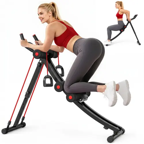 core workout, Dual Curl Tracks Ab Workout Machine for Home Workout, Foldable Core Training Equipment for Home Gym, Full Body Workout  Machine