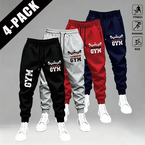 Men's Casual Graffiti Print Joggers - Gym Fit Sports Pants with Pockets, Soft Stretch Fabric, Streetwear Sweats | Men's Clothing, Sportswear, Kangaroo Pants