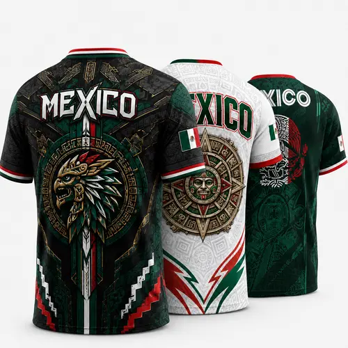 Mexican-Inspired V-Neck Graphic Shirt, Eagle Emblem Aztec Pattern Short Sleeve Sports Top, Cultural Casual Shirt for Men,travel essentials,camping essentials
