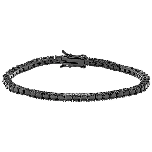 JTV Classic Jewelry Tennis Bracelet for Adults - Black Rhodium Over Brass, 10.08ctw Synthetic Coloured Gemstone Round Black Cubic Zirconia