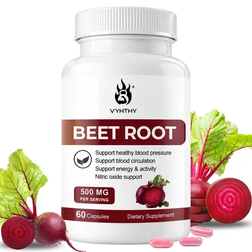 VYHTHY Clean, Sugar-Free Beetroot Capsules - 500mg Beet Root, 400mg Hawthorn Berry, L-Citrulline, Stimulant-Free Lift, Synergistic Mix, Heart Health Blood Pressure Support, 60 Veggie Capsules (30-Day Supply)