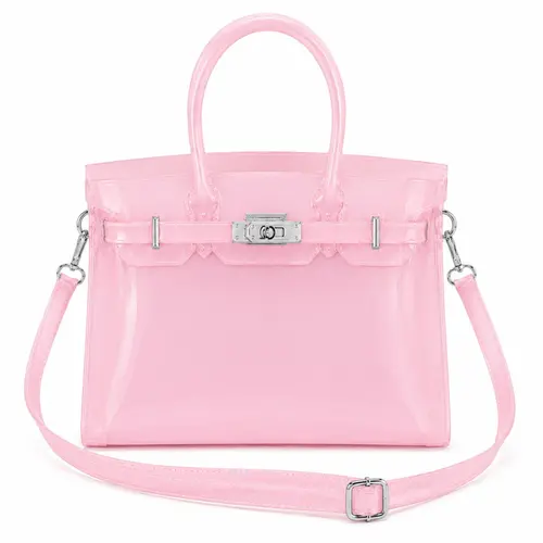 Clear Jelly Handbag for Women, PVC Transparent Satchel Purse with Silver Lock Hardware, Top Handle Shoulder Crossbody Bag with Adjustable Strap, Fashion Crossbody Purse, Fashionable Crossbody Bag, Fashion Crossbody Bags