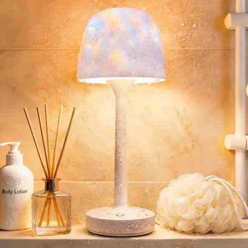 Rechargeable Waterproof IP44 Shower Lamp, 16-Color Ocean Wave Projector with 3 White Modes, USB-C Powered, Remote & Touch Control, Household Bathroom Decor Lights, Gift for Friends & Adults Bathroom Accessory