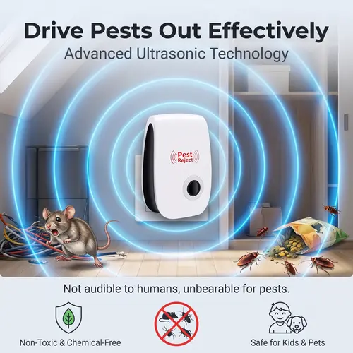4/6pcs Advanced Ultrasonic Pest Repeller with Standard Plug, Advanced Ultrasonic Technology, Silent Chemical-Free Design Safe for Kids & Pets, Deters Mice/Roaches, Bug-Free Living, Bedroom & Kitchen Fit, All-Season Indoor Use, All Seasons