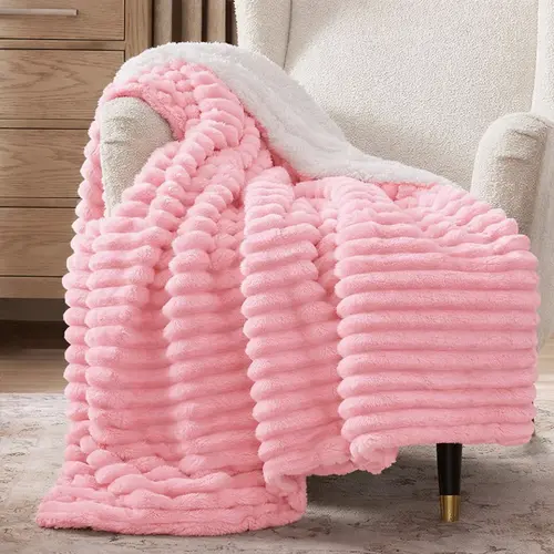Luxury Plush Throw Blanket, Cozy Lightweight Warm Flannel Blanket for Sofa, Bed & Couch, All-Season Soft Solid Color Home Decor Blanket Gift backtoschool