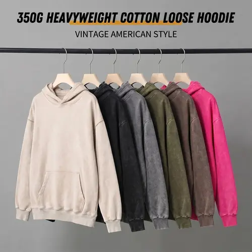 Women's 350GSM Heavy Plain Hoodie - 80% Cotton, Drop Shoulder, Relaxed Fit, Long-Sleeve Pullover, Classic Kangaroo Pocket, Durable 90s American Retro Sporty Chic Style, All Seasons Cozy Fashion Casual Streetwear Athleisure Top for Daily Campus