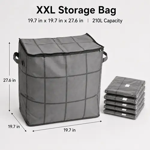 Spacious Moving Storage Bin, Zippered Organizer for Quilts, Bedding & Sweaters, Large Capacity Fabric Bag for Moving Day, Closet & Bedroom Use