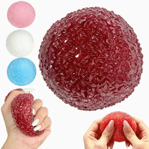 6cm-Diameter Rustling Squishies Fidget Toy - Crystal Mochi Ball with Sand, Small ASMR Sound Stress Relief Gadget, Soft Sensory Grippie for Adults, Fun Teen Girl Gift for Relaxation-MM