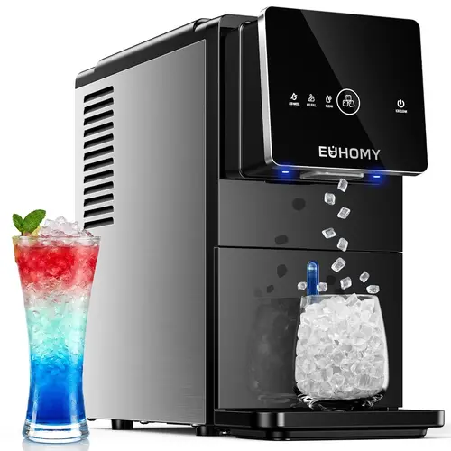 EUHOMY Countertop Nugget Ice Maker | 40Lbs/24H Pebble Sonic Ice Machine, Self-Cleaning Dispenser Ice Maker for Home Office Kitchen