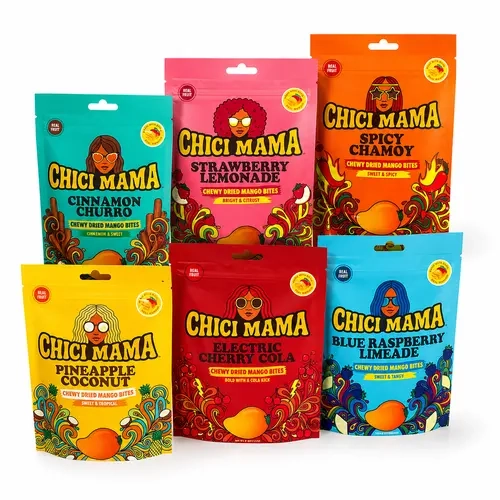 Chici Mama Dried Mango Bites 6-Piece Variety Pack - Re-sealable Bags, Multiple Fruits-Flavored Treats with Sweet, Tangy, Spicy Profiles, Food & Beverages Snacks