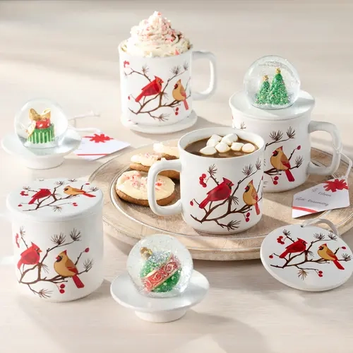 Temp-tations Set of 4 18oz Mugs with Snow Globe Topper & Lid-It