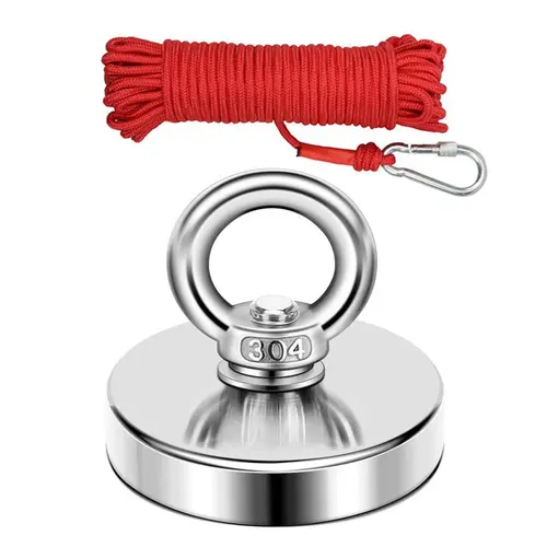 350 LBS Heavy Duty Fishing Magnet,Magnet with Countersunk Eyebolt, Strong Retrieval Magnet for Lake, Beach & Lawn Treasure Hunting