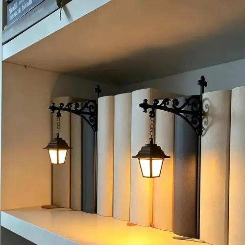 2Pcs Library Lantern-Decorative Bookshelf Lighting, Miniature Hanging Shelf Lamp, Warm LED Nightlight, Reading Nook Literary Decor,Halloween decorations