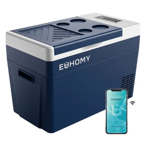 EUHOMY 12V Compressor Mini Fridge, 23/31QT Compact Outdoor Energy Saver Electric Cooler with APP Control, -4℉~68℉ Full Set Portable Freezer, 12/24V DC 100-240V AC for Camping, Travel