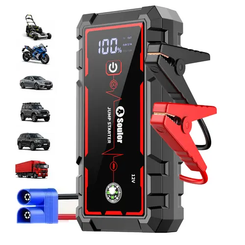 Car Jump Starter 8000mAh 3000A Portable Battery Booster for 12V Vehicles – Emergency Jump Starter Power Bank with LED Light, Compass & Phone Charging for Cars, Trucks & Farm Equipment