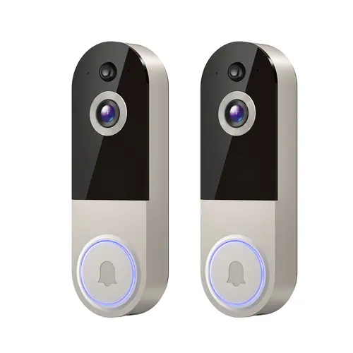 2PC Wireless Ring Camera Doorbell - Smart Wi-Fi Home Security System, 1080P Security Cameras for Home, 2-Way Audio, AI Human Motion Sensor, Night Vision, Cloud Storage, Battery Powered, Easy Installation, 2.4G Wi-Fi Only