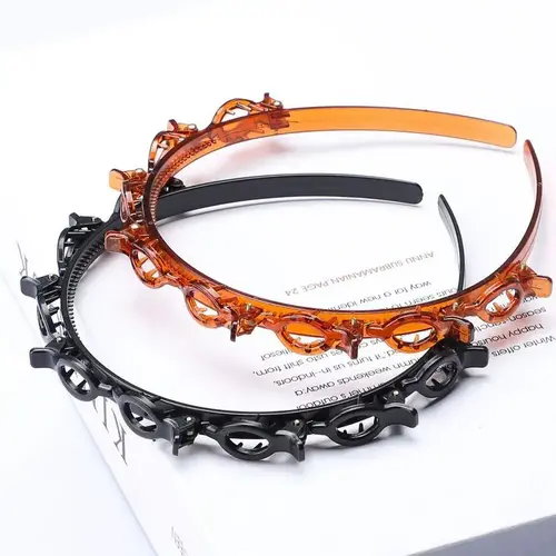 Women's 2pcs Clip-On Plastic Headbands - Playful Hoop Shape, Simple Multi-Use Hairband, Minimalist Daily Fashion Pick with Distinct Fastener, Ideal for Mother's Day