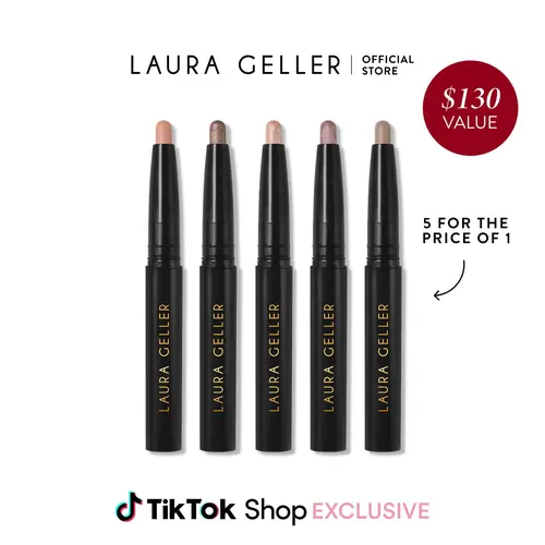 Laura Geller Always There Eyeshadow Sticks 5PC Value Kit - Easy Application  - 5 For The Price of 1 - Crease-Proof Eyeshadow Sticks – Easy-Blend Shimmer & Matte Set for Hooded Eyes & Mature Skin