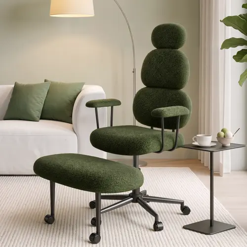 Pinmoco Criss Cross High-Back Ergonomic Office Chair - With Armrests, Dual-Layer Soft Fabric Seat, 360° Swivel, Adjustable Height, for ADHD Relief, WFH Setup, Home Office Ideas, Posture Fix, Relaxation, Self-Assembly Required, Criss Cross Chair, Eclectic