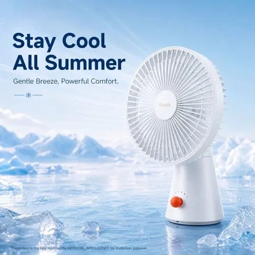 Fanttik CycleFlow 11 Portable Tabletop Air Circulator Desk Cooling Fan - Bionic Soft Breeze, 34dB Quiet Portable Fans, 360° Infinite Knob, 4 Speeds, Cordless-Corded (Batteries Included), Automatic, Compact, Rechargeable for Bedroom, Office