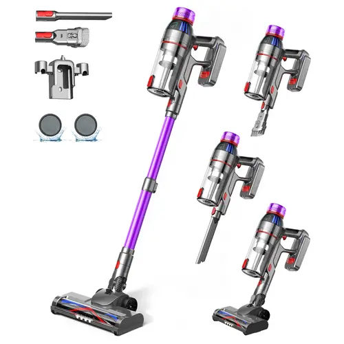 Cuzmok Cordless Stick Vacuum Cleaner - 250W Powerful Cordless Vacuum with HEPA Filter, Up to 40min Runtime & Tangle-Free Lightweight & Detachable Battery for Pet Hair Carpet Hardwood Floor Cleaning