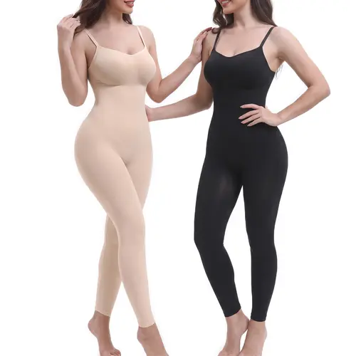 SHAPERX 2PCS Full Body Shapewear Tummy Control High Waisted Leggings Stretchy Bodysuit Black Sculpting