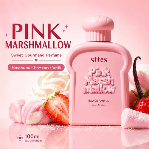 New Sttes Marshmallow Perfume for Women, Sweet Gourmand Perfume with Marshmallow, Strawberry, Vanilla & Musk, Long Lasting Fragrance Spray, 100ml/3.4 fl oz,back to school