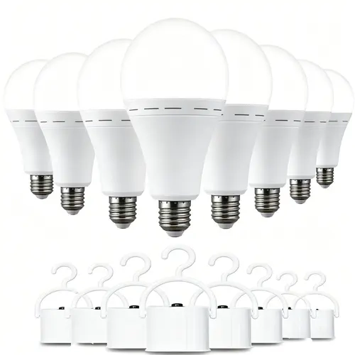 Rechargeable Emergency Color Changing LED Light Bulbs - E26 Base, 9W Power (60W Equivalent), 6000K Daylight, 120V AC Supply, 1200mAh Batteries, 800 Lumens, 4-5 Hours Illumination, for Home Power Outage, Camping