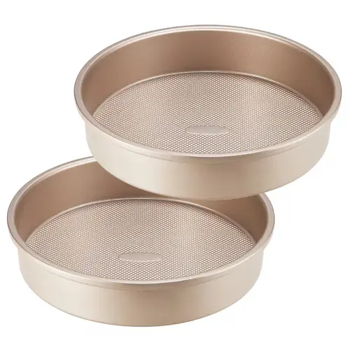 HONGBAKE 2pcs 9-Inch Round High Quality Kitchenware Bakeware Carbon Steel Pan, Nonstick Ceramic Diamond Texture Bakery Molds, Heavy-Duty Non-Toxic Golden Bakeware Baking Tins for Cheesecake Baking, High Quality Bakeware