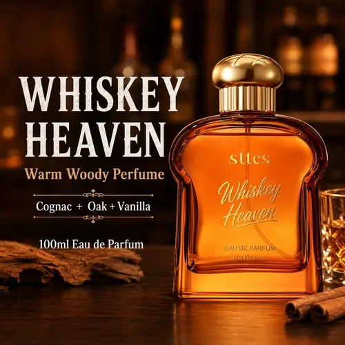 Sttes Whiskey Heaven Eau de Parfum - Long-Lasting Warm Woody Cool Spice Aromatic Unisex Date Fragrance Perfumes Spray, 100ml/3.4 fl oz EDP Spray with Cognac, Oak, Vanilla Base, Musk, Date Perfume,familyfun