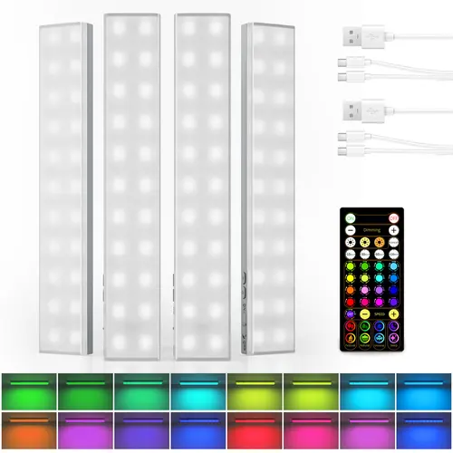 EZVALO 80RGB Color Changing Light Bars Wireless, 1800mAh Rechargeable Led Strip Shelf Lights, Timer & Dimmable Under Cabinet Lighting with Remote for Dorm Room, Gaming Setup, Kitchen, Bedroom, Display Case, Back to School, Home Makeover, Halloween Decor