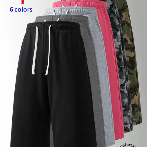 Men's 3/4 Athletic-Fitting Capri Shorts 3-Pack, Easy to Pair Basic Solid Pants with Pockets and Drawstring for Workout & Lounging, Men's Shorts, Casual, Sweat Shorts