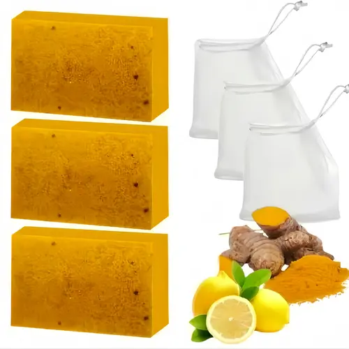 Lemon Turmeric Kojic Acid Soap - Gentle Dark Spot Remover, Facial Cleansing Acne Cleanser for Face, Radiant Comfort Bath & Body Skincare Bar