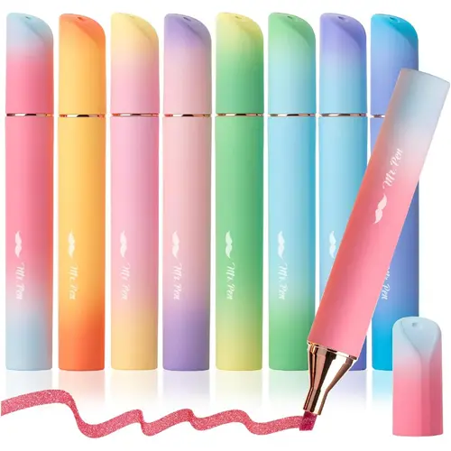 Mr. Pen Glitter Highlighters, 8-Pack Sunshine Colors, Back to School Supplies, College Supplies, Bookish Things, Stuff for School, Bullet Journaling Tools