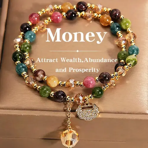 Unisex double-strand bracelet—fine jewelry for adults symbolizing energy and wealth while radiating positive vibes; its luxurious look makes it suitable for daily wear—a stylish accessory perfect for any occasion.