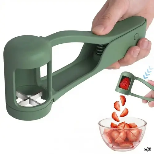 1PCS Handheld Metal Multi-Blade Fruit Slicer - 1 Quick Press Quarter Shape Cutter, Compact Salad Kitchen Gadget, Easy To Rinse DIY Bag Accessory for Baby Food, Cake Decoration