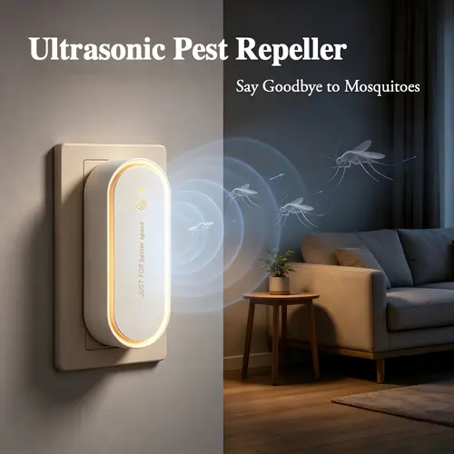 3-in-1 Electronic Mosquito Killers Wall-Plug Ultrasonic Repellent - 90-240V Input, Compact Plug-In Corded Device, Night Light, Home Fragrance, Silent, Chemical-Free, Kid & Pet Safe, Repel Bugs, 322 Sq. Ft. Coverage, Ideal for Pregnant Women’s Bedroom