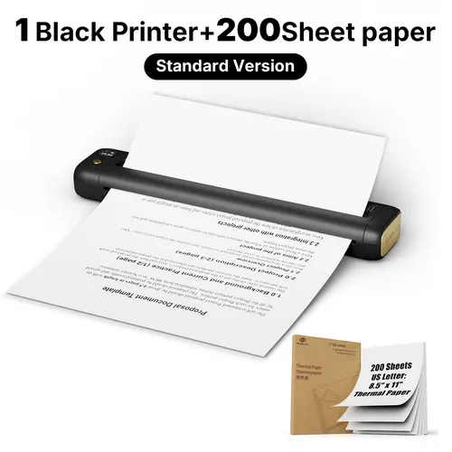 RONGTA F81 Portable Wireless Bluetooth Thermal Label Printer - FCC ID Certified Office Equipment, Ink-Less Print Labels Device (Thermal Printer Compatible) with 200 Sheets Paper for Travelers, US Letter, Back to School