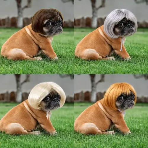 Funny Pet Wig for Dogs & Cats, Adjustable Short Hair Costume Headband, Cute Cosplay Hair Accessory for Small Pets, Halloween & Party Photo Prop