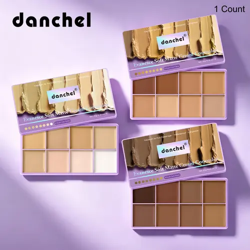 8-Color Matte Cream Base Corrector and Concealer Palette - Longwear, Waterproof, Full-Coverage, Additive-Free Assorted Shades Concealer & Foundation for Color Correction, Contour Highlighting, Daily Commute, Dark Tattoo Coverage