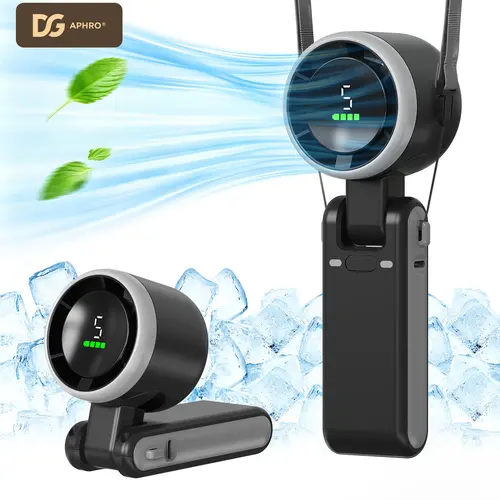 DGAPHRO Portable Handheld Turbo Fan - 5-Gear Wind, Battery-Operated, 8.5-Hour Max Runtime, 3-in-1 Air Turbo Tech Cooling Fan for Outdoor Activities, Travel (Black)